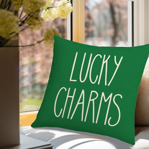 Decoración del hogar, decoración de habitaciones, decoración de paredes. Fundas de almohada del Día de San Patricio de 43 x 43 cm con tréboles verdes de la suerte, juego de fundas de almohada rectangu