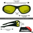thumbnail image 2 of Bikershades Motorcycle SunGlasses Interchangeable Strap Yellow Lens Wide Extra Large Fit Men, 2 of 5
