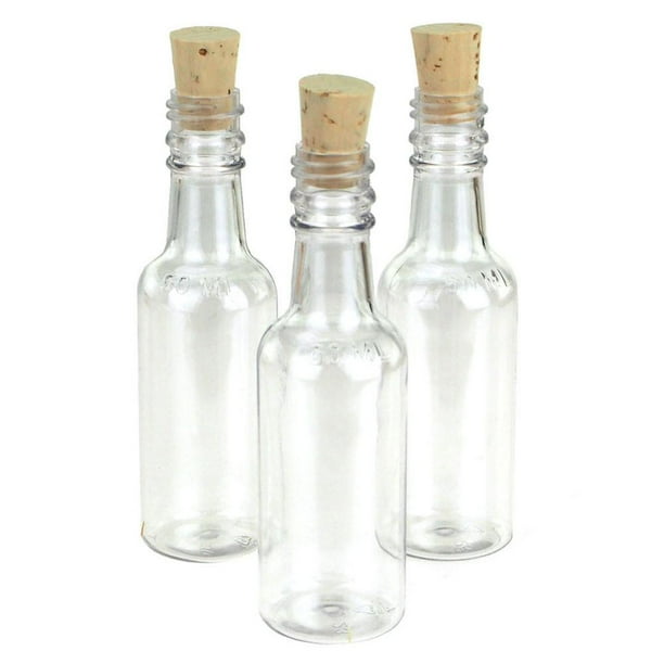 Plastic Pet Corked Jar Bottles, Round, 4Inch, 10Piece