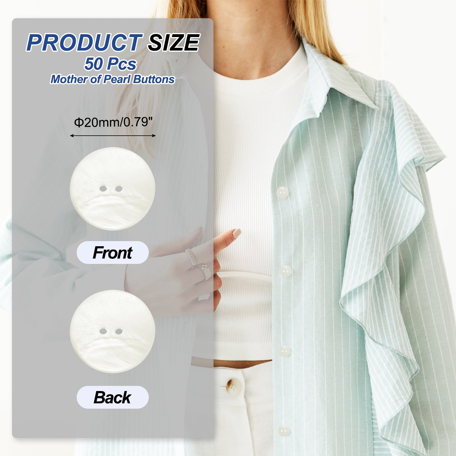 Uxcell 50 Pcs 25mm Mother of Pearl Buttons, 2 Holes MOP Natural Pearl Shell Buttons for Sewing Clothes Coat Suits Shirt DIY Craft Decoration, White
