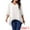 White, variant on Unique Bargains Women's Chiffon V Neck 3/4 Bell Sleeve Asymmetrical Hem Blouse S White
