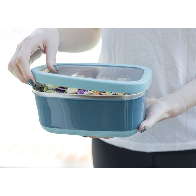 Mira Stainless Steel Salad Bowl Lunch Container - 8 Cup Salad to Go Bowl, Slate Blue, Adult Unisex, Size: Single (XL)