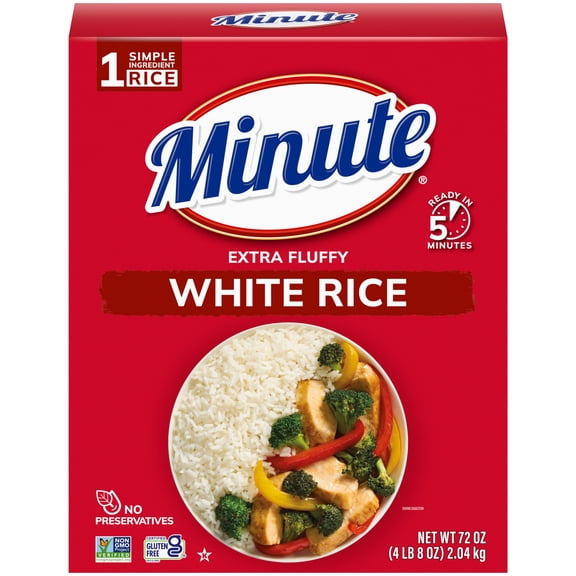Minute Instant White Rice, Light and Fluffy, 72 oz