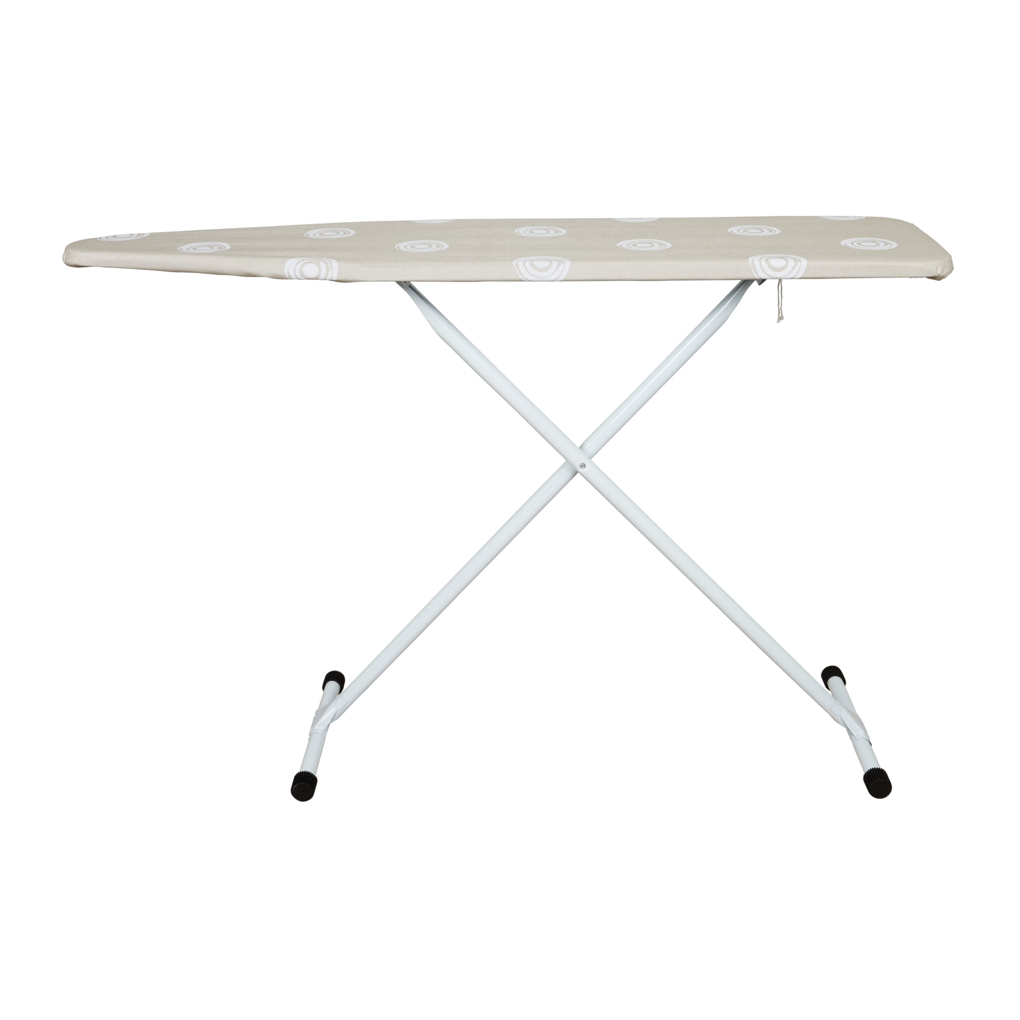 Mainstays Full‑Size T‑Leg Ironing Board – 53" x 14", Adjustable Height, Steel Frame, Thick Padded Cotton Cover, Non‑Slip Feet, Beige
