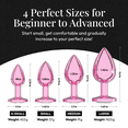 thumbnail image 5 of Session Butt Plugs, 4-Piece Training Set, Anal Plug Toys, Stainless Steel Jewel Charm, Pink & Clear, Circle Shape, 5 of 5