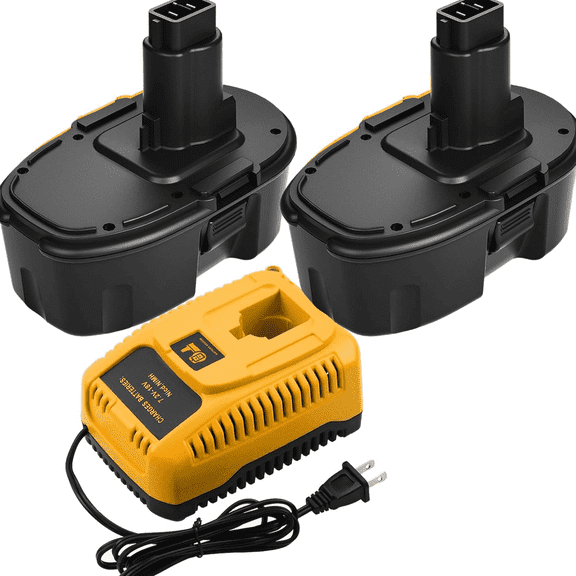 2 Packs 4.5Ah Replacement for Dewalt 18V Battery and DC9310 Charger(Yellow) | Comapatible with Dewalt 18 Volt Batteries Ni-Mh DC9096 DC9098 DC9099 DW9096 DW9098 DW9099