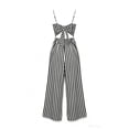 thumbnail image 6 of Snorda Jumpsuits for Women Striped Spaghetti Strap Jumpsuit with V-Neck Casual Loose Breathable Comfy High Waist Wide Leg Long Pants for Women Daily Wear Outing Looks, 6 of 7