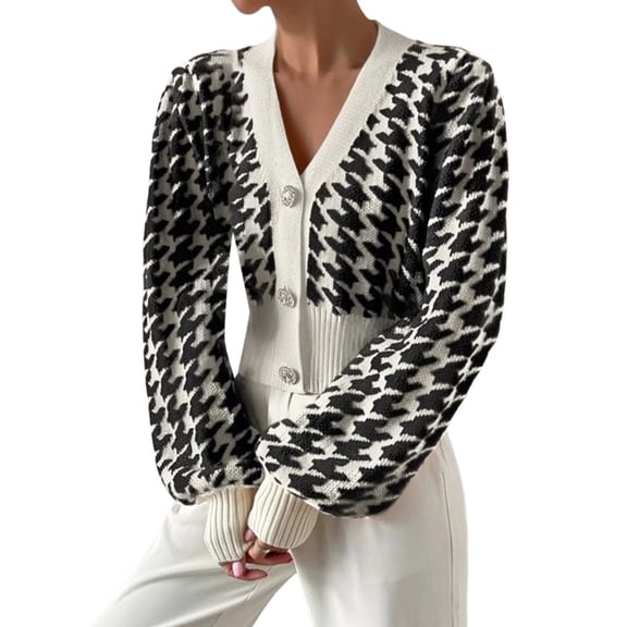 Cute Cardigans Women Knitted Sweater New Solid Color Button Open Long Sleeve Work Cardians