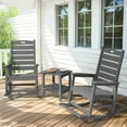thumbnail image 2 of JUSTLET Outdoor Rocking Chair with Footboard, High Back HDPE Oversized Adirondack Slat Rocker for Patio, Garden, Lawn, Balcony, Gray, 2 of 9