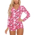 thumbnail image 4 of Sunisery Valentine's Day Sexy onesies pajamas For Women,Long Sleeve Playsuit Romper Short Pants bodycon Pajamas Sleepwear, 4 of 6