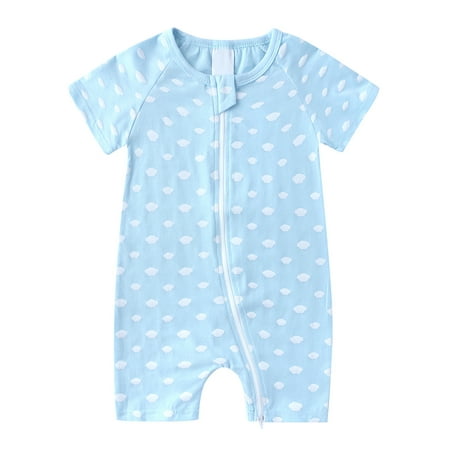 

FAFWYP Cartoon Short Sleeve Double Zipper Romper for Infant Baby Girls Boys Cotton Coveralls Toddler Jumpsuit Summer Clothes Outfit
