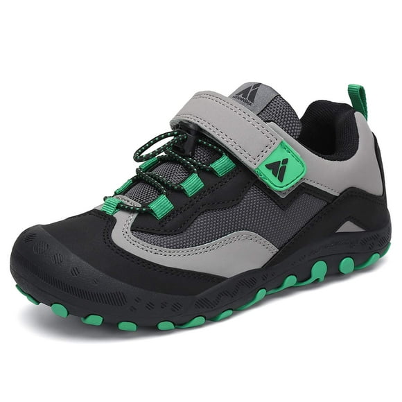Zapatos de senderismo Mishansha para niños y niñas, talla baja, negro/verde 5.5