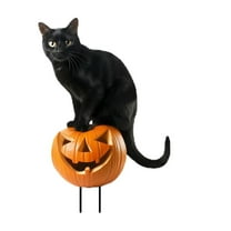 Halloween Yard Sign Lighted Metal Cat Stake for Home Festive Garden Display Unique Decorative Craft