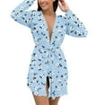 thumbnail image 5 of Oksale Plus Size Womens Floral Printing Robes with Belt Soft Long Sleeve Bath Robe Fall Mini Nightgown Casual Pajama Robe for Home 2025 Sky Blue XXXL, 5 of 6