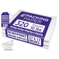 Purple Papers White Bulk Packing Paper | 320 Sheets | 27" x 17" | 10 lb | Sheets for Moving - Newsprint Paper - Must Have in Your Moving Supplies | Newsprint Papers | Packaging Paper