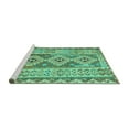 thumbnail image 2 of Ahgly Company Machine Washable Indoor Rectangle Southwestern Turquoise Blue Country Area Rugs, 2' x 4', 2 of 4