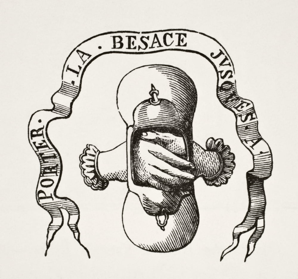 Device Of The Flemish Gueux Or Beggars The 16Th-Century Dutch Revolutionary Party A Wallet Held By Two Clasped Hands With The Motto Jusques A Porter La Besace From Science And Literature In The Middle