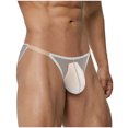 thumbnail image 2 of NoxwB Men's Sexy Cover Buttock Translucent Enhanced Pouch Bikini Briefs Solid Color Low Rise Underpants Breathable Underwear Gray M, 2 of 3
