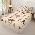 thumbnail image 2 of Homewish Bohemian Western Cowboy Zipper Twin Comforter Sets with Fitted Sheet and 2 Pillowcases,Desert Plant Cactus Zipper Bedding Set,Light Gray Reversible,4pcs, 2 of 8