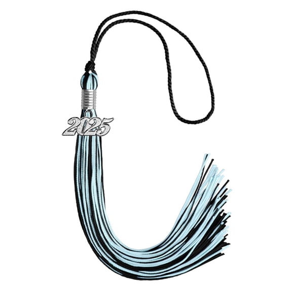 Endea Graduation Black/Light Blue Mixed Color Graduation Tassel with Silver Date Drop
