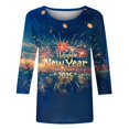 thumbnail image 5 of Awdenio Spring Winter Hoodie for Women Fashion 2025 Happy New Year Print Crewneck 3/4 Sleeve Loose Sweatshirt Capless Tops, 5 of 5