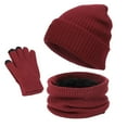 thumbnail image 2 of ZSQDM Women or Men Autumn Winter Warm Cute Hat Scarf Gloves Slouchy Three Pieces Winter Snow Knit Cap Screen Mittens Scarves Sets beanie for Women Straw Hat Scarf Hat Gloves Tooth Brush Cover Cap, 2 of 4