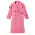 thumbnail image 4 of Womens Oversized Long Trench Coat Double Breasted Lapel Windproof Overcoat with Belt, 4 of 4