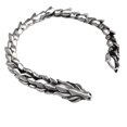 thumbnail image 2 of Censtreet Silvery Plated Ouroboros Link Bracelet for Men, Stainless Steel Link Chain Punk Norse Jewelry Gifts for Him Husband, 2 of 9