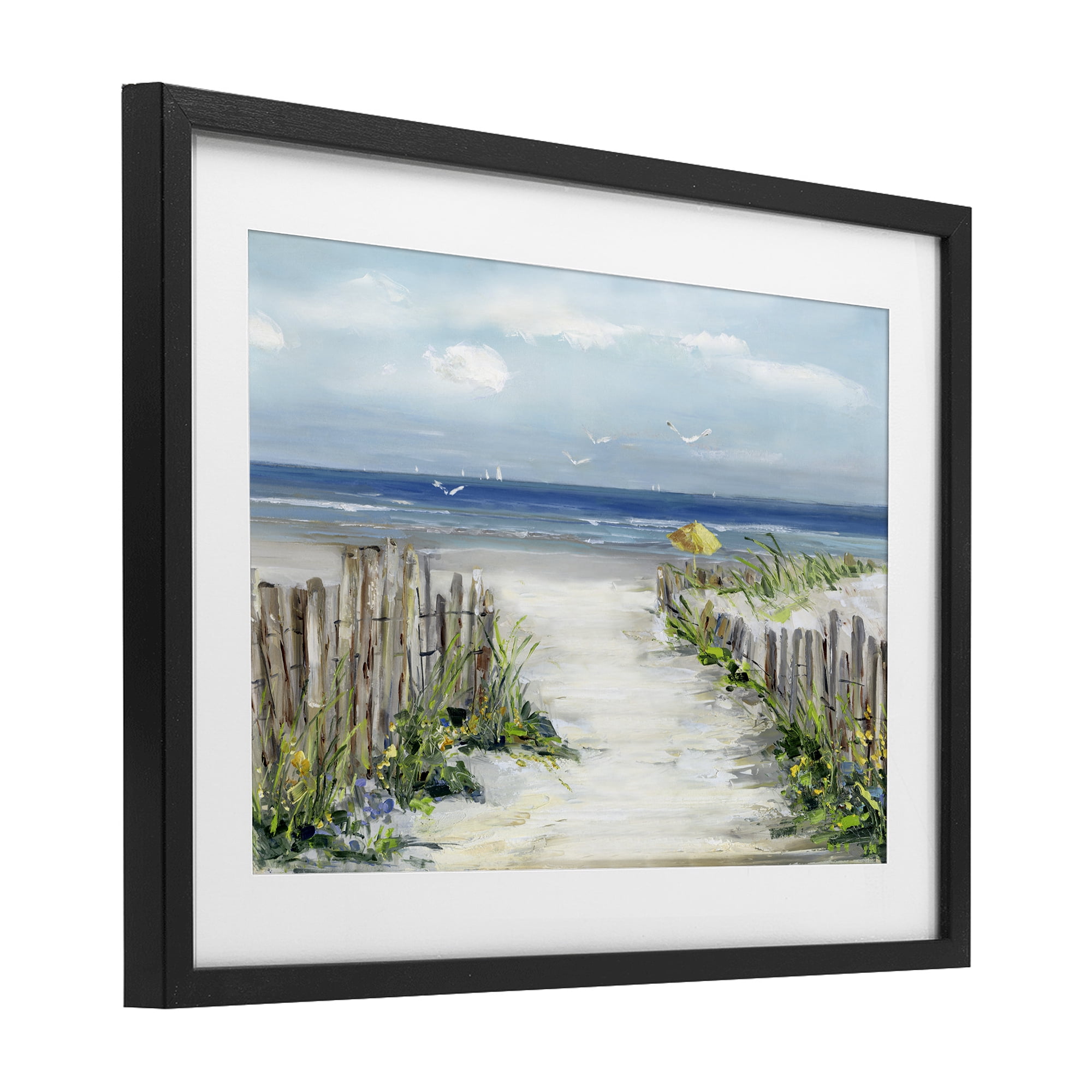 Stupell Industries Sunlit Dune Path To Ocean Black Framed Print Under Glass, design by Sally Swatland