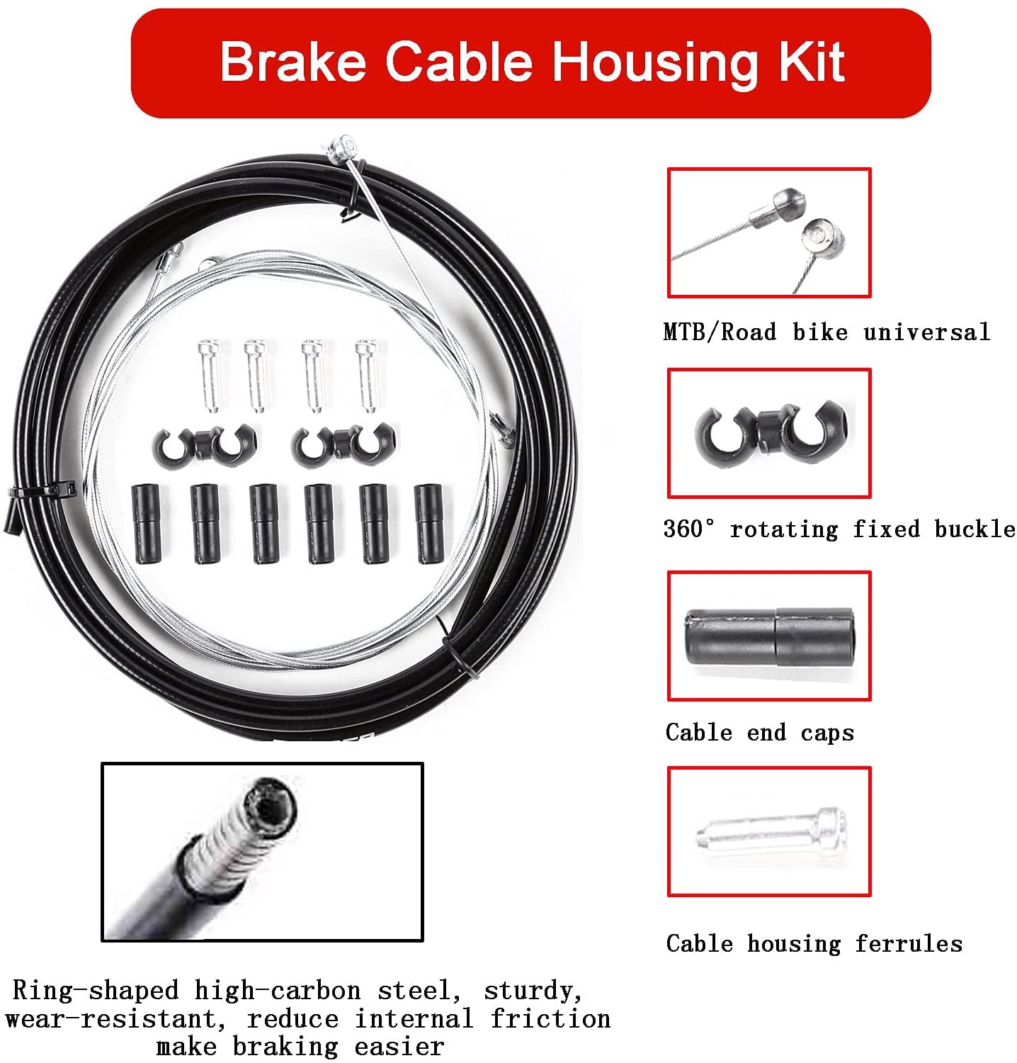 BUCKLOS Mountain Bike Disc Brake kit, MTB Mechanical Line Pulling Disc Brakes Caliper with Aluminum Alloy Levers /160mm Rotor,/is/PM Universal Adapter for Ebike/Folding Bike/Scooter/Fat Bike