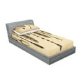 thumbnail image 2 of Ambesonne Tribal Fitted Sheet & Pillow Sham Set, Bohemian Feathers, Twin, Brown, 2 of 2