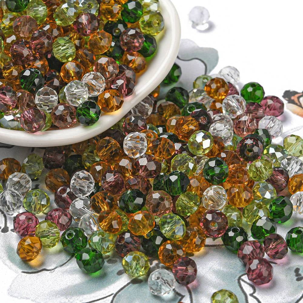 Glass Beads Faceted Rondelle Olive Drab 6x5mm Hole: 1mm about 2360pcs/500g
