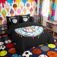 thumbnail image 2 of Erosebridal Colorful Drippy Baseball Glove Print Bedding Comforter Set, Cute Sports Full Bedding Set for Kids Boys and Girls, Black Reversible 7pcs, 2 of 6