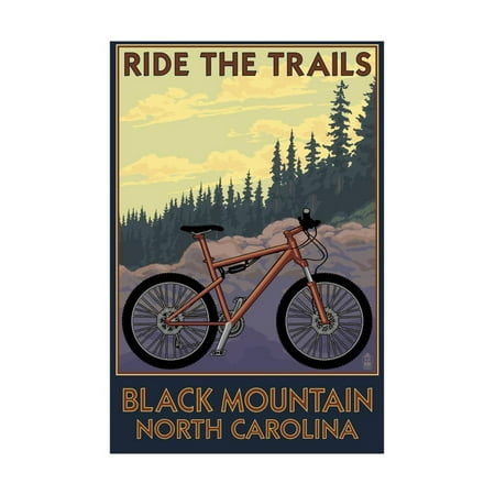 Black Mountain, North Carolina - Ride the Trails Print Wall Art By Lantern (Best Trails In North Carolina)