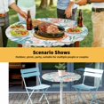 thumbnail image 6 of Elastic Fitted Round Tablecloth, Teal Red Coastal Waterproof Stretch Table Cover for 45"-54" Tables, Beach Nautical Sea Turtle Coral Starfish Vintage Washable Outdoor Tablecloths for Patio, Picnic, 6 of 9