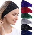 thumbnail image 1 of DINPREY Diademas bandeau con diamantes de imitación (6 unidades) – Tela elástica de algodón y licra con diseño floral para mujeres, yoga, festivales nupciales, entrenamiento, maquillaje, uso diario, 1 of 5