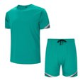 thumbnail image 3 of Vedolay Mens Short Set Short Sets for Men Clothing Patchwork Beach Slim Fit Shorts and T-Shirt Summer Short Set,Blue XL, 3 of 5