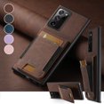 thumbnail image 5 of Compatible with Samsung Galaxy Note 20 Flip Wallet Phone Case with Card Holder Elastic,Magnetic Back Flip Kickstand Cover Premium PU Leather Business Classic Style Shockproof Case,Brown, 5 of 8