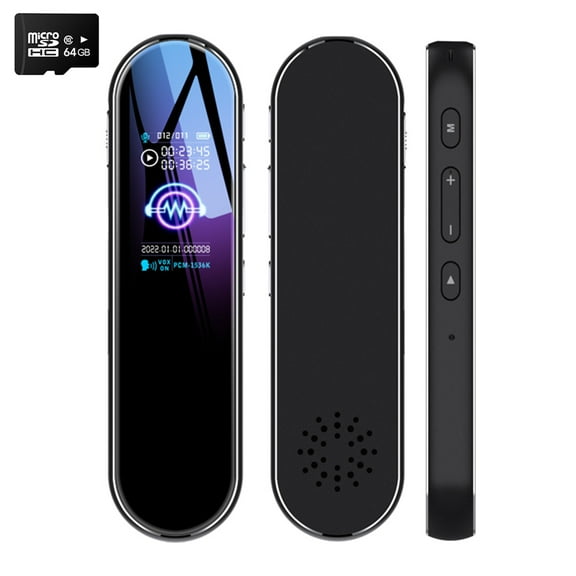 PEPWELL Digital Voice Recorder with 64GB TF Card, Voice Activated & One Button Recording, Dual Mic Noise Cancellation, Variable Speed Playback, MP3 Player for Lectures/Meetings