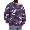 thumbnail image 4 of IAJDKMEK Men's Camo Corduroy Crewneck Sweatshirt - Loose Fit Long Sleeve Pullover Top for Men, Camouflage Print Casual Sweatshirt for Outdoor,Purple XL, 4 of 5