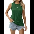 thumbnail image 3 of Camisetas Sin Mangas Fruncidas para Mujer, Camisetas Sin Mangas con Cuello Redondo, Top Ajustado, Ropa Informal Elegante de Verano 2025. Verde XL, 3 of 8