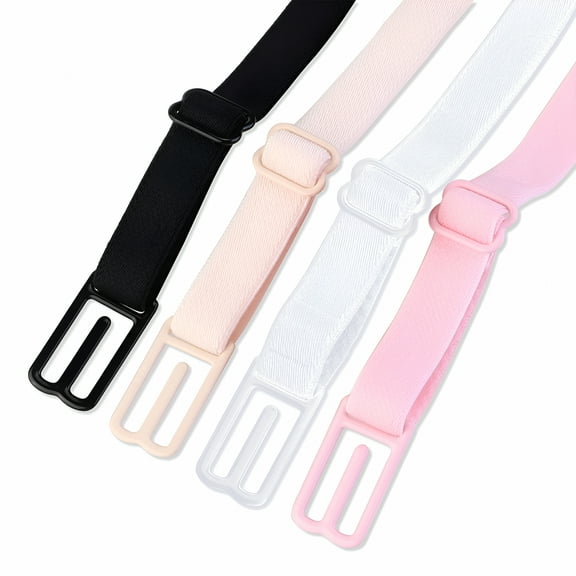 TELOLY 4 Pair Bra Strap Clips Elastic Non-slip Strap Holder (Black, Skin-Color, White, Pink)