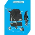 thumbnail image 2 of XX Dog Stroller, 3 Wheels Pet Cat Jogger Stroller, Folding Carrier Waterproof Puppy Stroller With Cup Holder & Removable Liner, Dog Strollers For Small Dogs, For Small And Medium Pets, 2 of 8