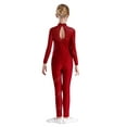 thumbnail image 3 of Doomiva Kids Girls Long Sleeve Full Body Gymnastic Leotard Ballet Dance Bodysuit Unitard Skating Jumpsuit Burgundy 10, 3 of 7