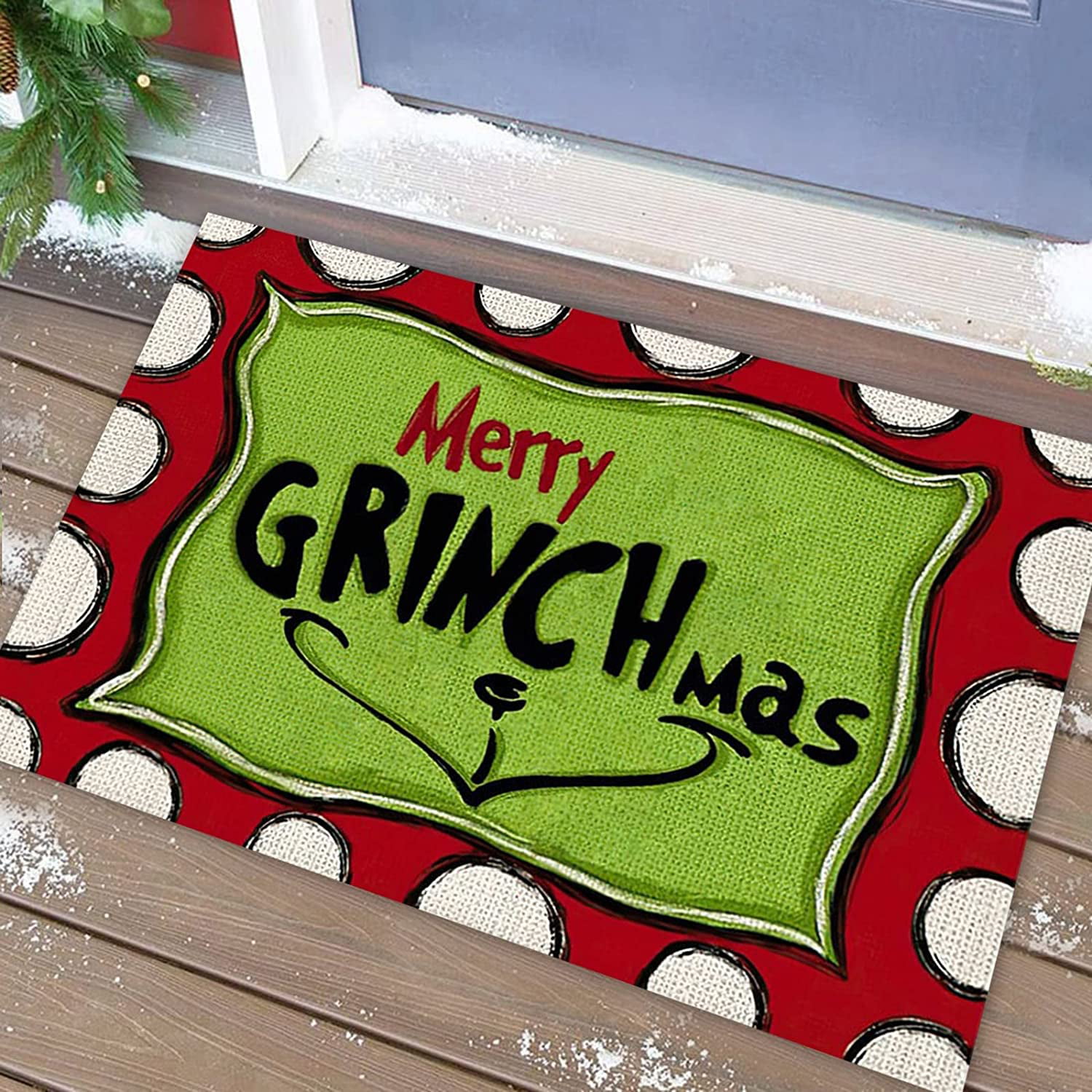 MKING Christmas Door Mat Xmas Welcome Christmas Mat Non-Slip and Washable Winter Doormat Rubber Back Santa Door Mat Rugs for Indoor Outdoor