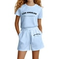 thumbnail image 3 of Tiijoy Little Girls Outfits Los Angeles Cotton Short Sleeve T-Shirt Shorts Set, Sizes 5-6, 3 of 3