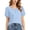 01# Light Blue, variant on Women's Oversized Tops Puff Sleeve Blouse Loose Fit Summer Tie Front Top Casual Flowy Chiffon V-Neck Peplum for Beach Vacation M-4XL