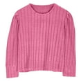 thumbnail image 4 of Annhoo Girl's Knitted Sweater Tops Soft Puff Long Sleeve Round Neck Shirts Lightweight Comfort Pullover Kids Clothes, 4 of 8