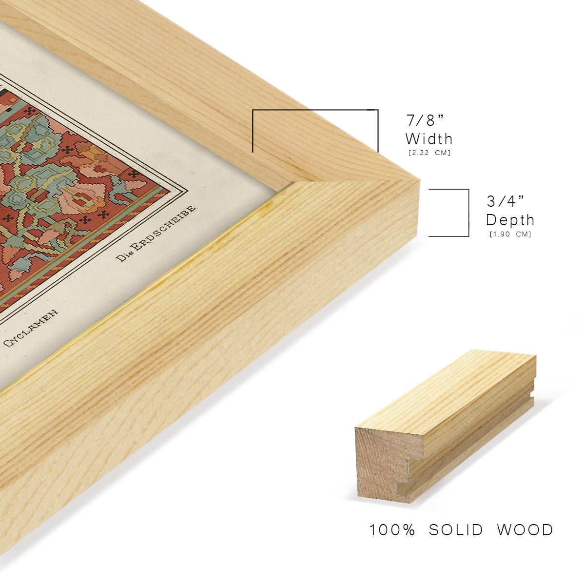 Nouveau Decorative I - Framed Print w/glass - Natural Wood