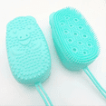 thumbnail image 5 of 1pc Cute Bear Shaped Silicone Bath Scrubber, Gentle Body Exfoliating Shower Scrub (Purple), 5 of 6